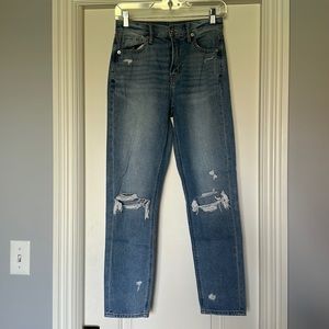 American Eagle Outfitters High-Rise Distressed Medium Wash Mom Jeans